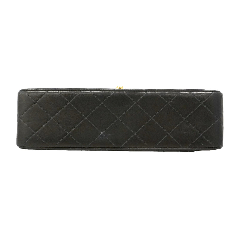 【6hd3583】シャネル ショルダーバッグ マトラッセ Wフラップ Wチェーン ラムスキン ブラック ゴールド金具【中古】レディース