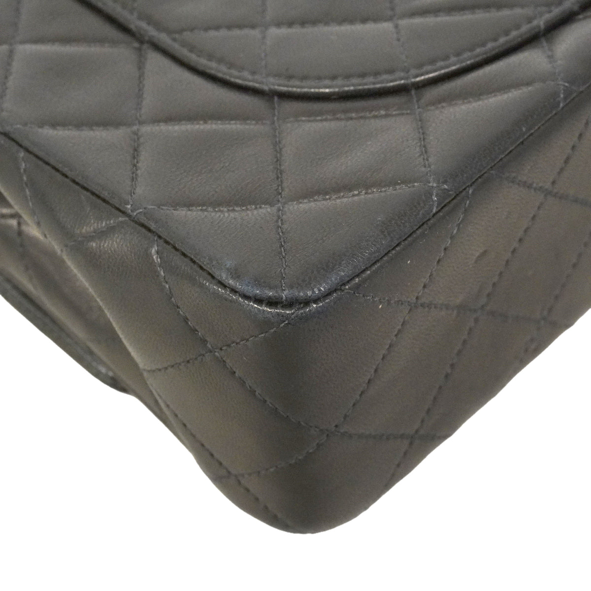 【6hd3583】シャネル ショルダーバッグ マトラッセ Wフラップ Wチェーン ラムスキン ブラック ゴールド金具【中古】レディース