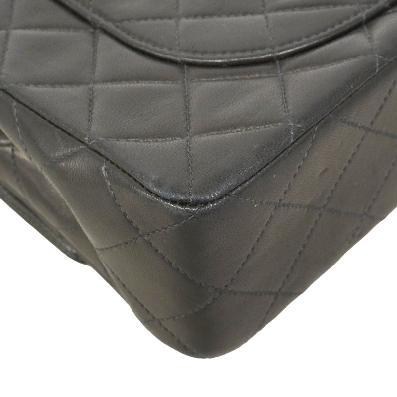 【6hd3583】シャネル ショルダーバッグ マトラッセ Wフラップ Wチェーン ラムスキン ブラック ゴールド金具【中古】レディース