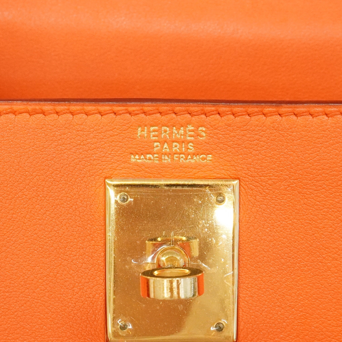 【6hd3589】エルメス ハンドバッグ ケリー32 ヴォーガリバー オレンジ ゴールド金具 □A刻印 2wayバック【中古】レディース
