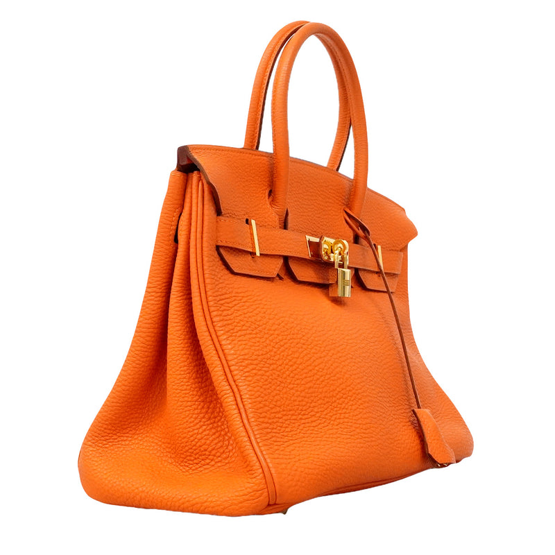 【6hd3590】エルメス ハンドバッグ バーキン30 トゴ オレンジ ゴールド金具 □H刻印【中古】レディース
