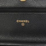 【6hd3593】シャネル ショルダーウォレット マトラッセ チェーンショルダー キャビアスキン ブラック ゴールド金具【中古】レディース