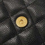 【6hd3593】シャネル ショルダーウォレット マトラッセ チェーンショルダー キャビアスキン ブラック ゴールド金具【中古】レディース