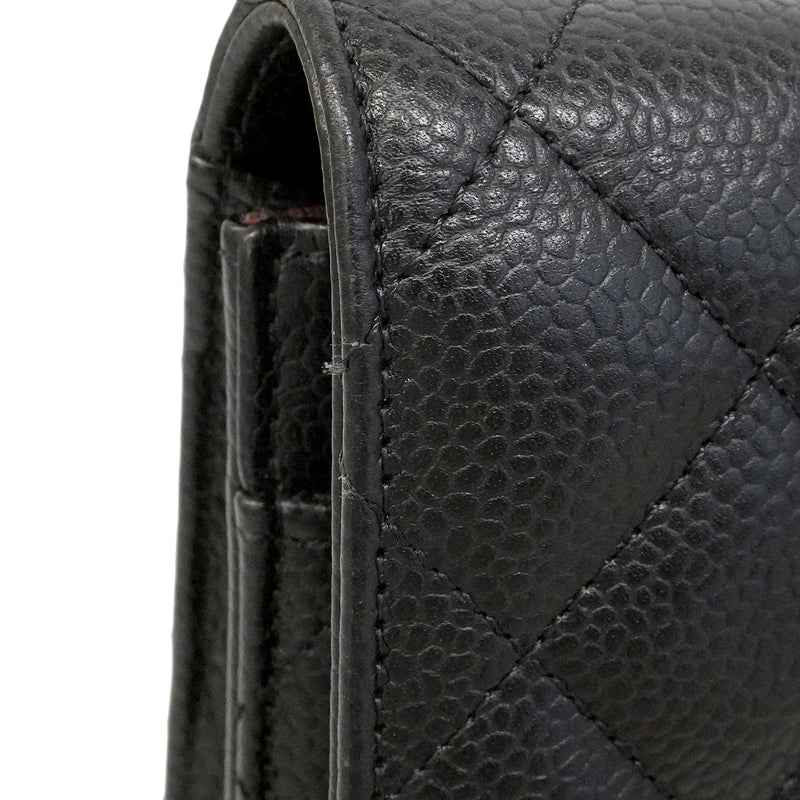 【6hd3593】シャネル ショルダーウォレット マトラッセ チェーンショルダー キャビアスキン ブラック ゴールド金具【中古】レディース