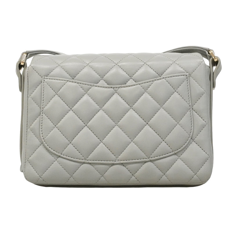 【6hd3594】シャネル ショルダーバッグ マトラッセ ラムスキン グレー シャンパンゴールド金具【中古】レディース
