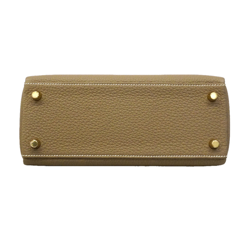 【6hd3643-g】エルメス ハンドバッグ ケリー25 トリヨンクレマンス エトゥープ ゴールド金具 W刻印 2wayバッグ【中古】レディース