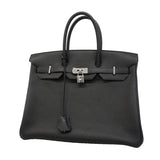【6hd3644-g】エルメス ハンドバッグ バーキン35 トゴ ブラック シルバー金具 T刻印【中古】レディース