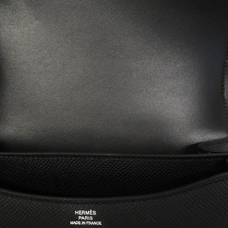 【6hd3665-g】エルメス ショルダーバッグ コンスタンスミニ ヴォーエプソン ブラック シルバー金具 G刻印【中古】レディース