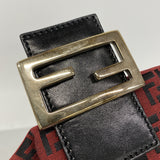 【6hd3666】フェンディ ハンドバッグ ズッキーノ マンマバケット ナイロンキャンバス レッド ブラック シルバー金具【中古】レディース