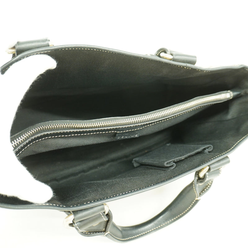 【6hd3715-k】セリーヌ ハンドバッグ ブギーバッグ キャンバス ブラック グレー シルバー金具【中古】レディース