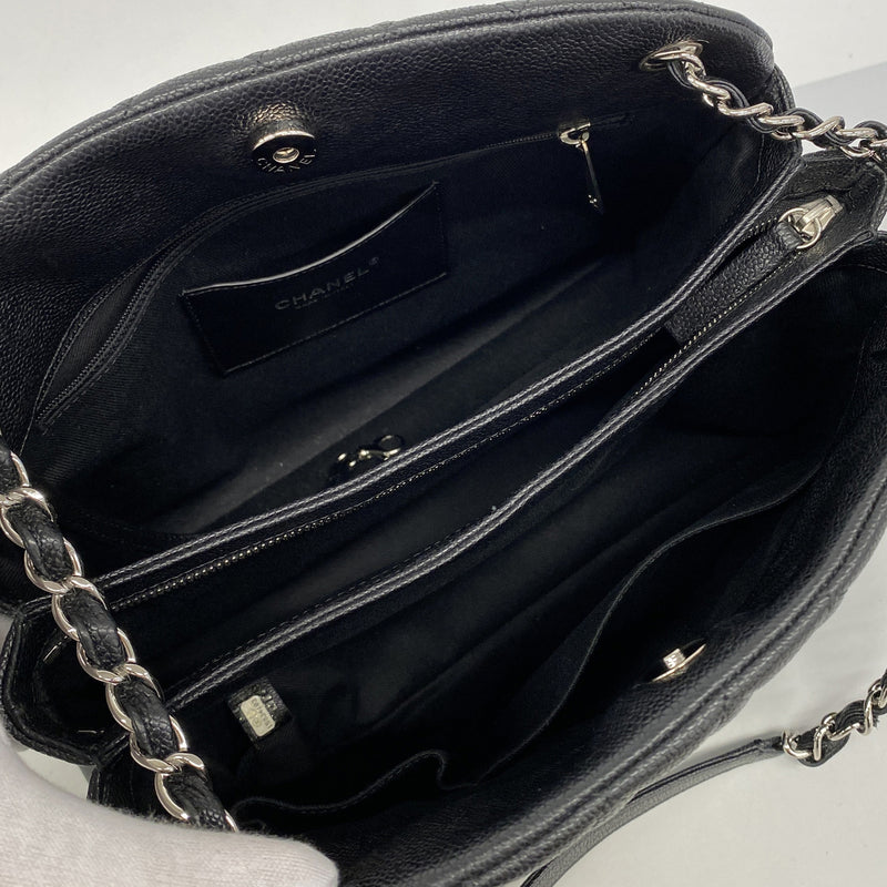 【6hd3722-k】シャネル ショルダーバッグ マトラッセ チェーンショルダー キャビアスキン ブラック シルバー金具【中古】レディース