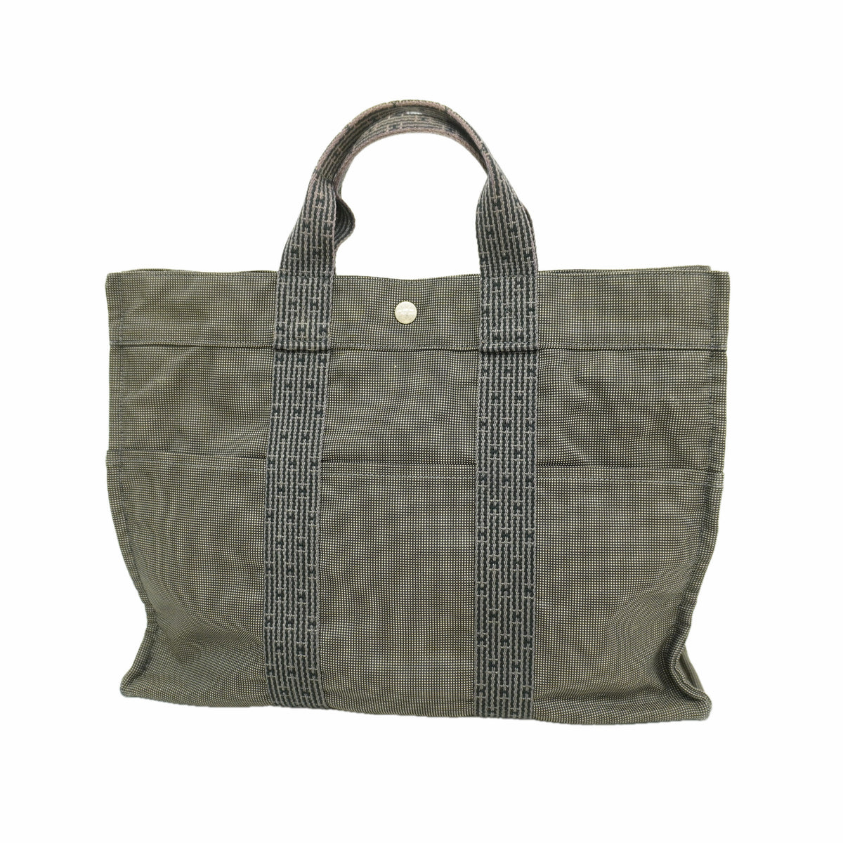 【6hd3733】エルメス トートバッグ エールラインMM ナイロン グレー シルバー金具【中古】メンズ レディース ユニセックス