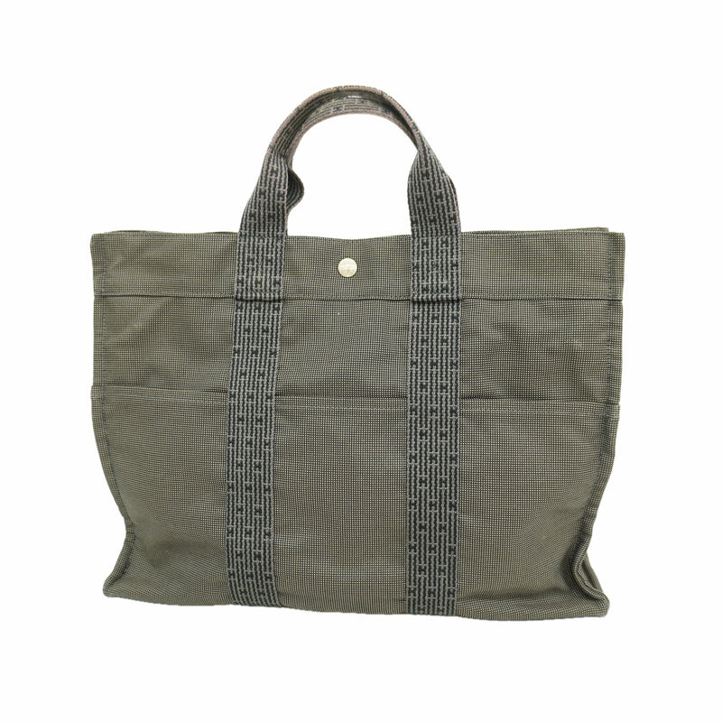 【6hd3733】エルメス トートバッグ エールラインMM ナイロン グレー シルバー金具【中古】メンズ レディース ユニセックス