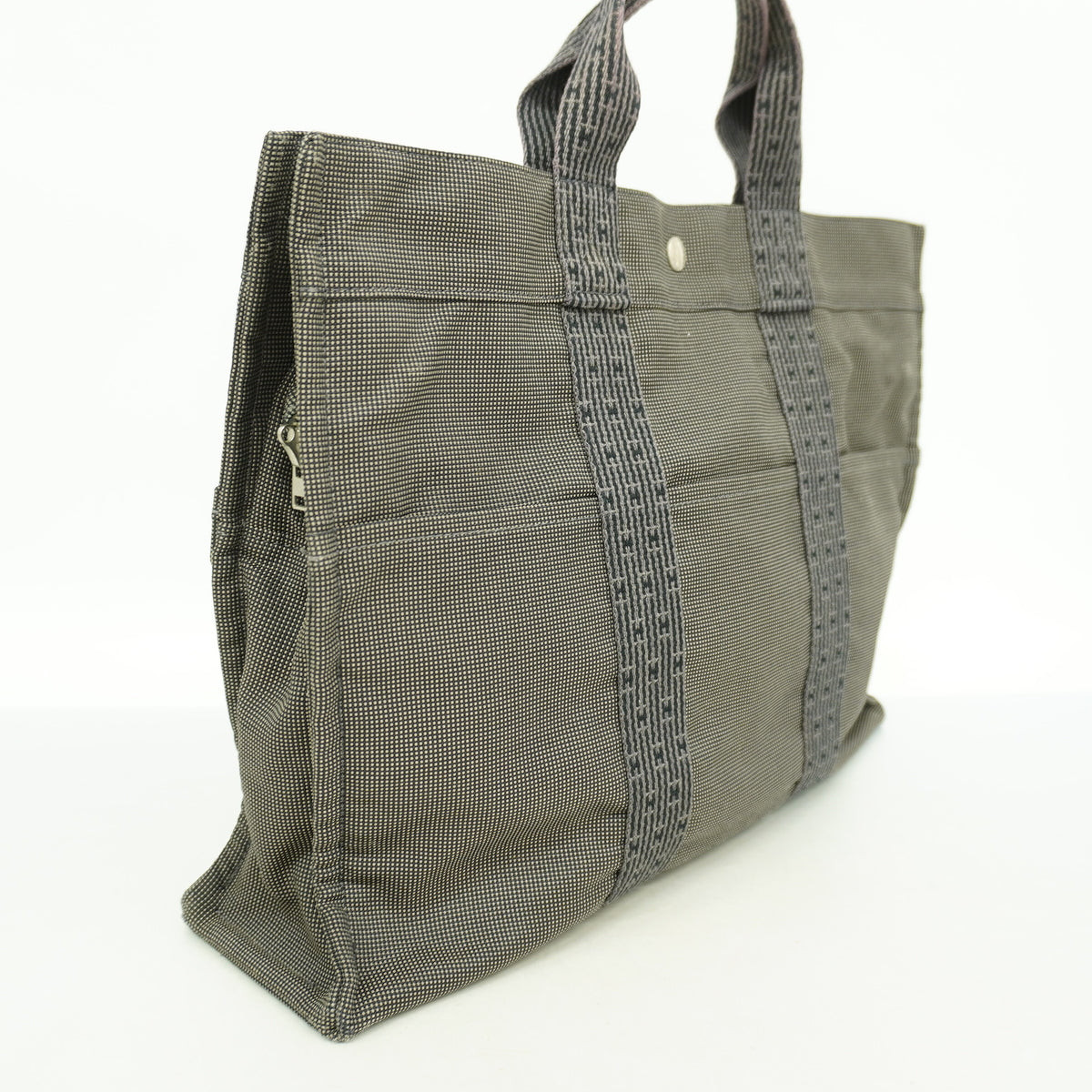 【6hd3733】エルメス トートバッグ エールラインMM ナイロン グレー シルバー金具【中古】メンズ レディース ユニセックス