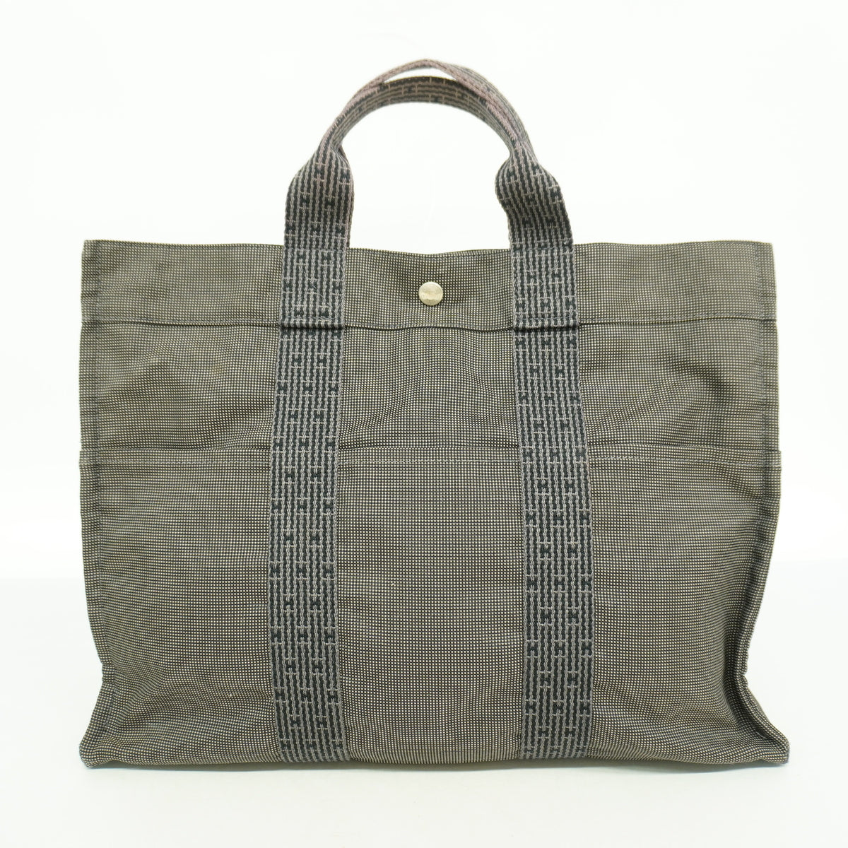 【6hd3733】エルメス トートバッグ エールラインMM ナイロン グレー シルバー金具【中古】メンズ レディース ユニセックス