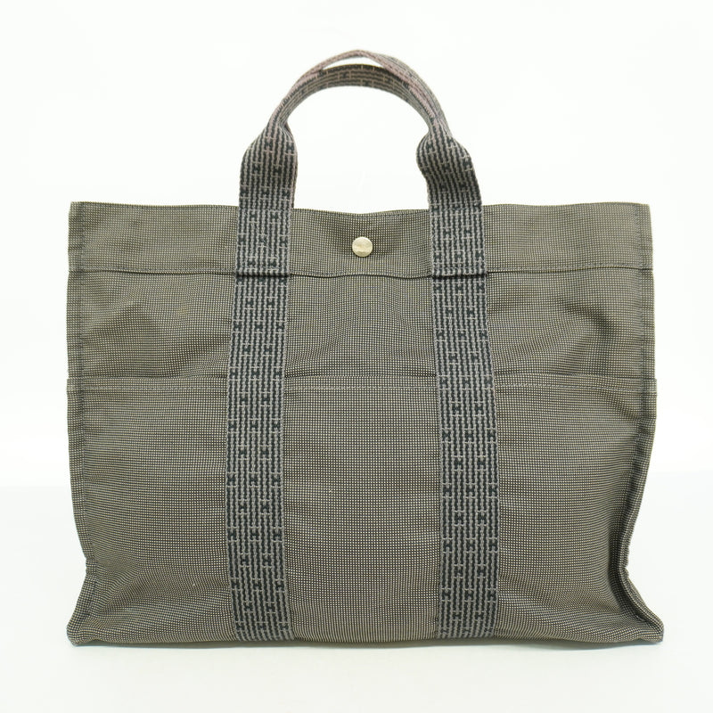 【6hd3733】エルメス トートバッグ エールラインMM ナイロン グレー シルバー金具【中古】メンズ レディース ユニセックス