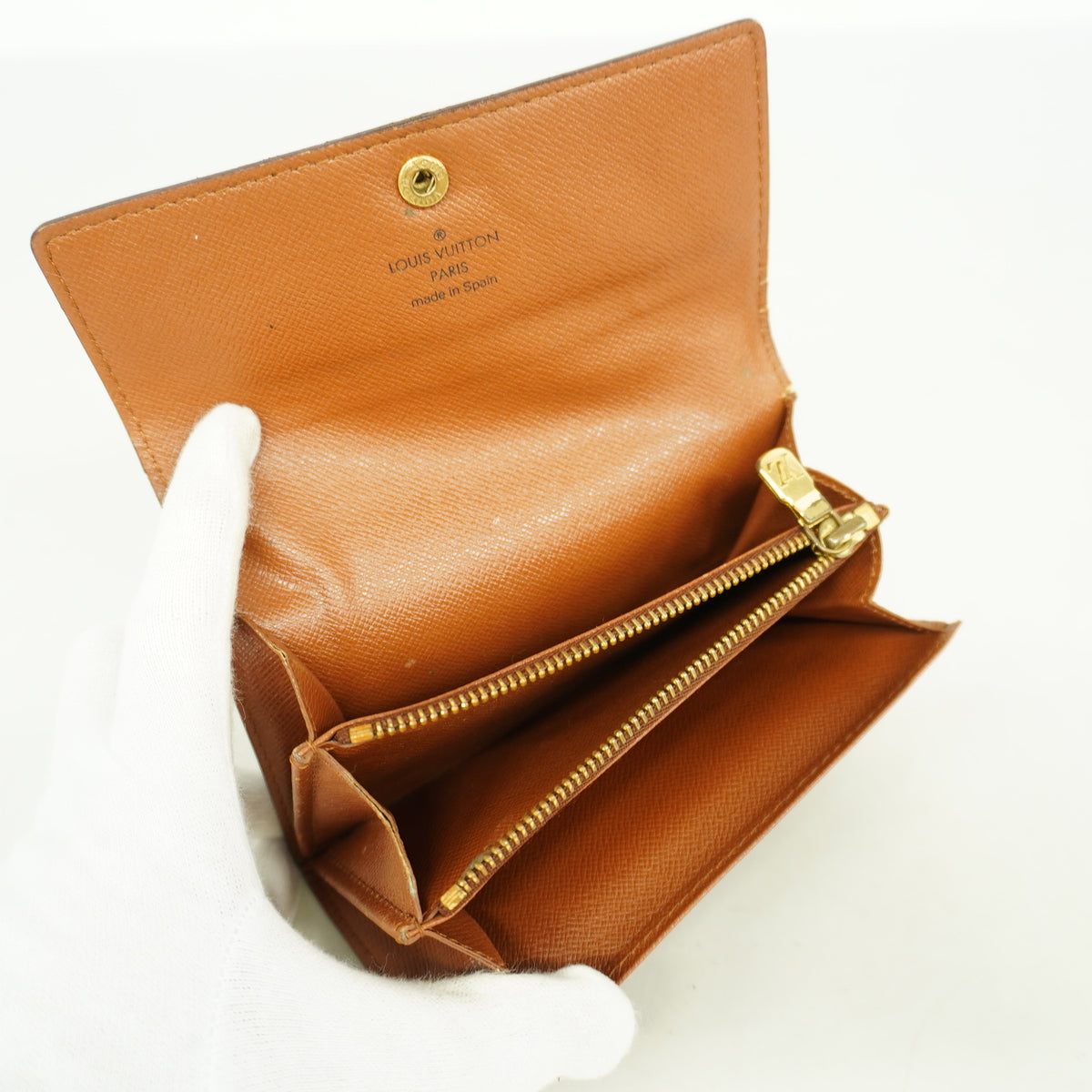 【6hd3742】ルイヴィトン 財布 モノグラム ポルトモネジップ M61735 ブラウン【中古】レディース
