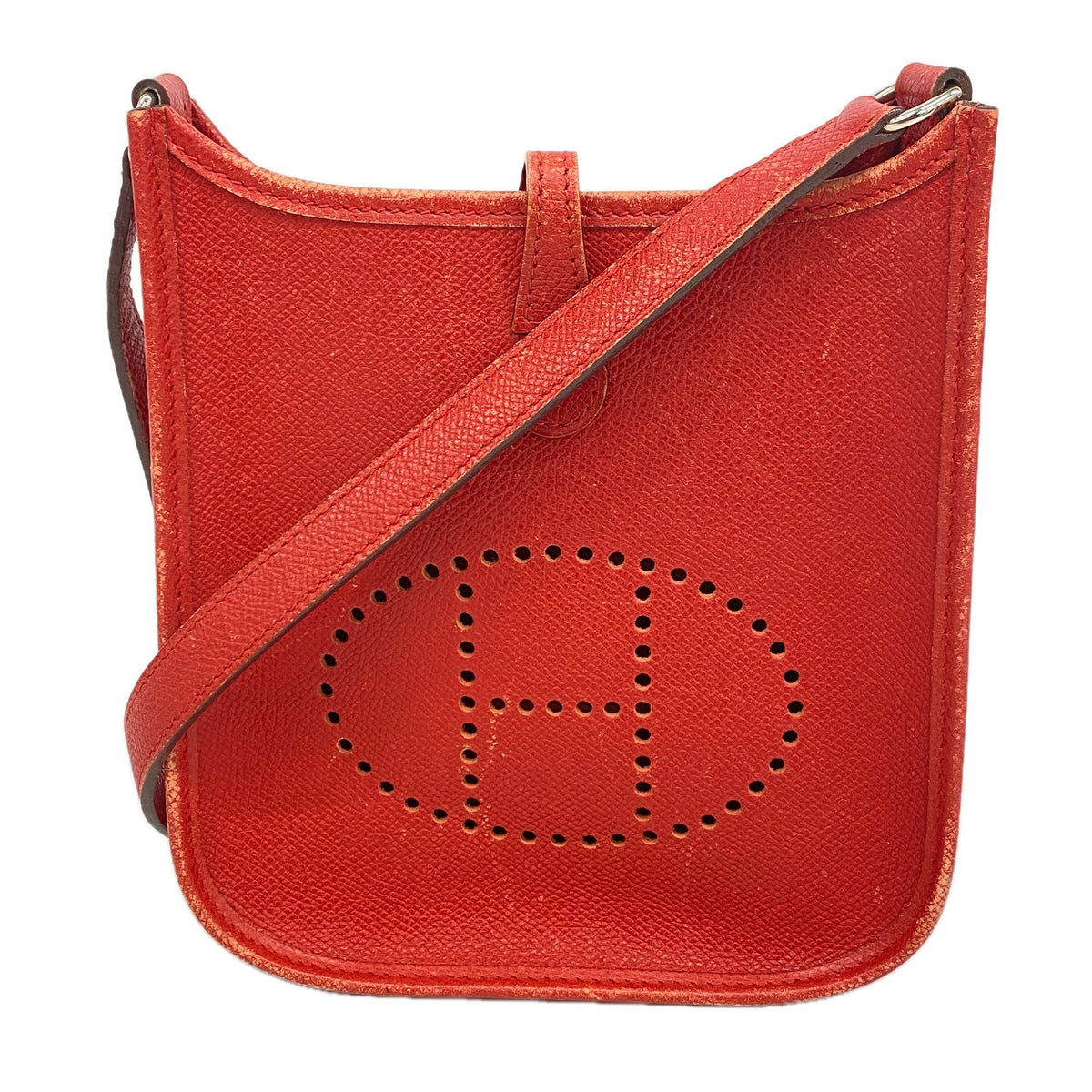 【6hd3753】エルメス ショルダーバッグ エヴリンTPM クシュベル ルージュカザック シルバー金具 □H刻印【中古】レディース