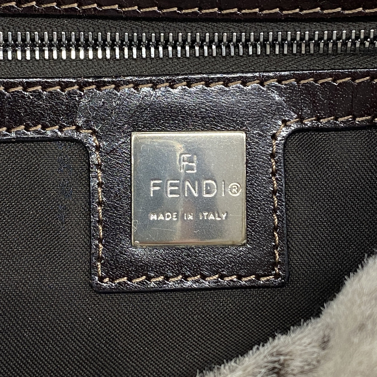 【6hd3795】フェンディ ハンドバッグ マンマバケット ハラコ ブラウン シルバー金具【中古】レディース