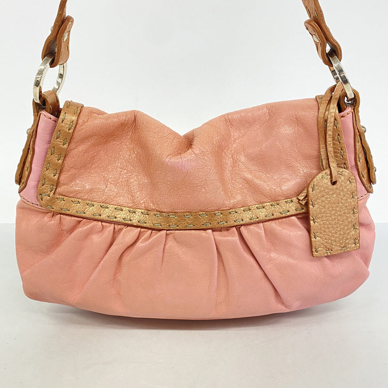 【6hd3796】フェンディ ハンドバッグ セレリア レザー ピンク シルバー金具【中古】レディース
