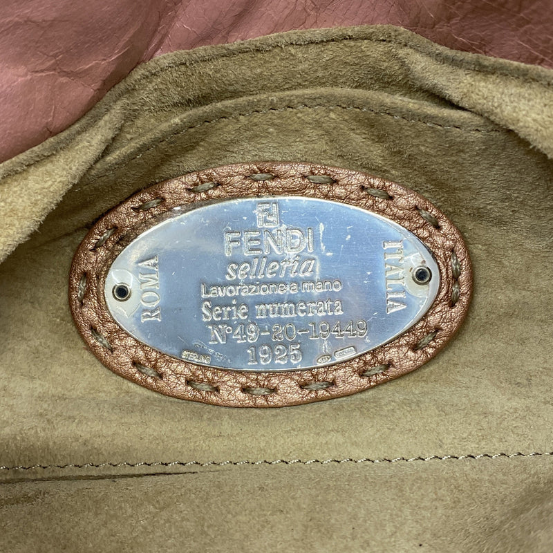 【6hd3796】フェンディ ハンドバッグ セレリア レザー ピンク シルバー金具【中古】レディース