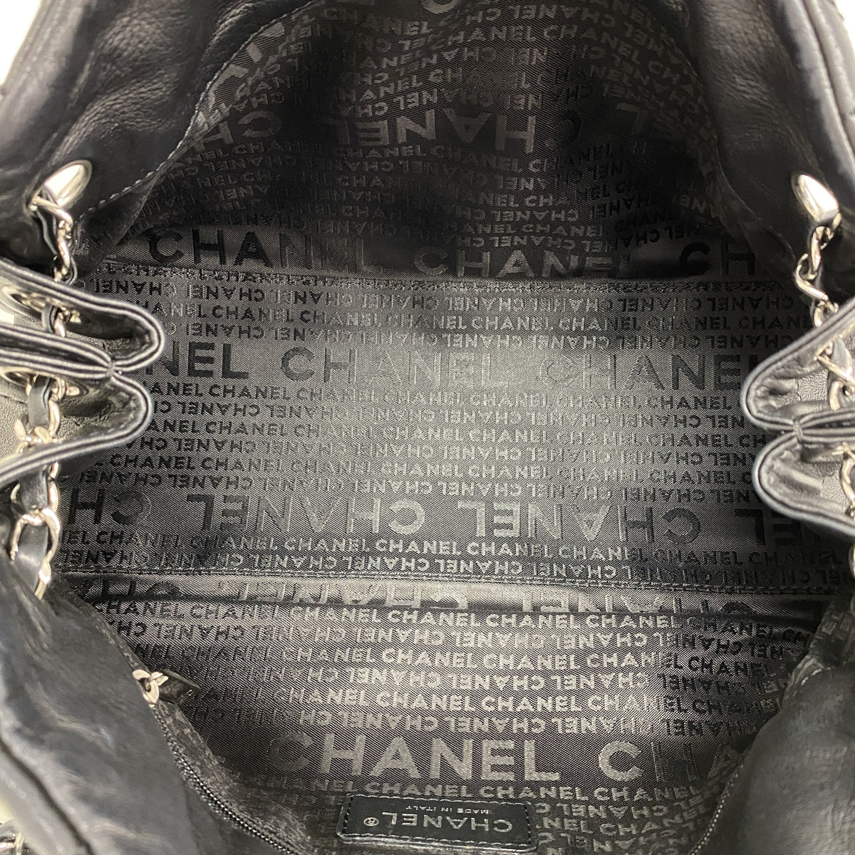 【6hd3848-k】シャネル ショルダーバッグ ワイルドステッチ チェーンショルダー レザー ブラック シルバー金具【中古】レディース