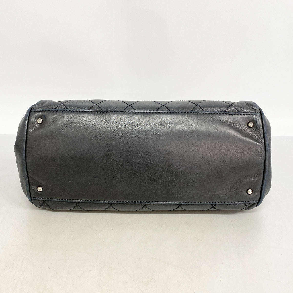 【6hd3848-k】シャネル ショルダーバッグ ワイルドステッチ チェーンショルダー レザー ブラック シルバー金具【中古】レディース
