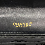 【6hd3850-k】シャネル ショルダーバッグ ワイルドステッチ Wチェーン レザー ブラック ゴールド金具【中古】レディース