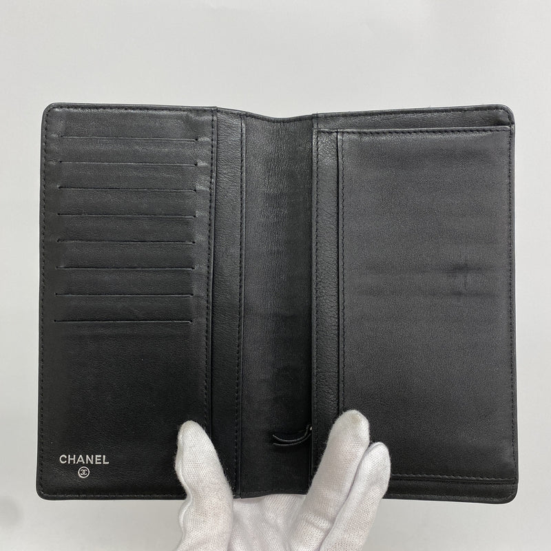 【6hd3851-k】シャネル 長財布 マトラッセ ブリリアント パテントレザー ブラック シルバー金具【中古】レディース
