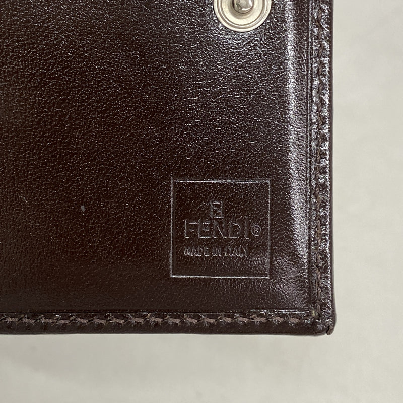 【6hd3862】フェンディ 三つ折り財布 ズッカ ナイロンキャンバス ブラウン シルバー金具【中古】レディース