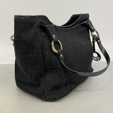 【6hd3869】フェンディ トートバッグ ズッカ ナイロンキャンバス ブラック ゴールド金具【中古】レディース