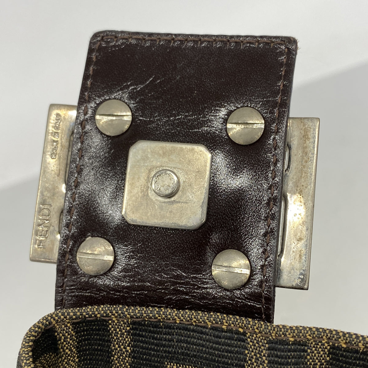 【6hd3870】フェンディ ハンドバッグ ズッカ ナイロンキャンバス ブラウン シルバー金具【中古】レディース