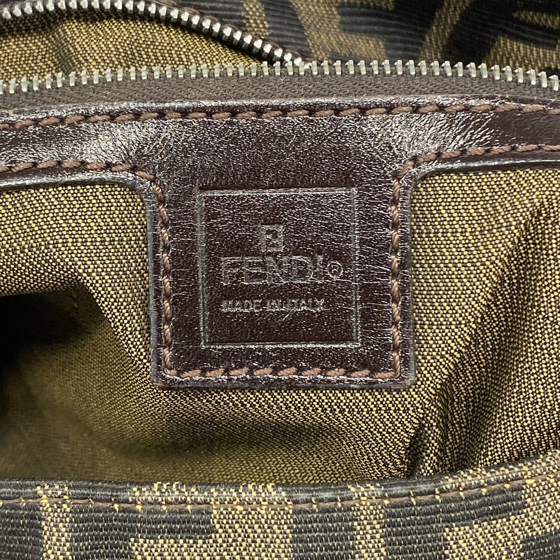【6hd3870】フェンディ ハンドバッグ ズッカ ナイロンキャンバス ブラウン シルバー金具【中古】レディース