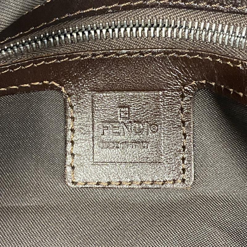 【6hd3891】フェンディ ハンドバッグ ズッカ マンマバケット ナイロンキャンバス ブラウン シルバー金具【中古】レディース
