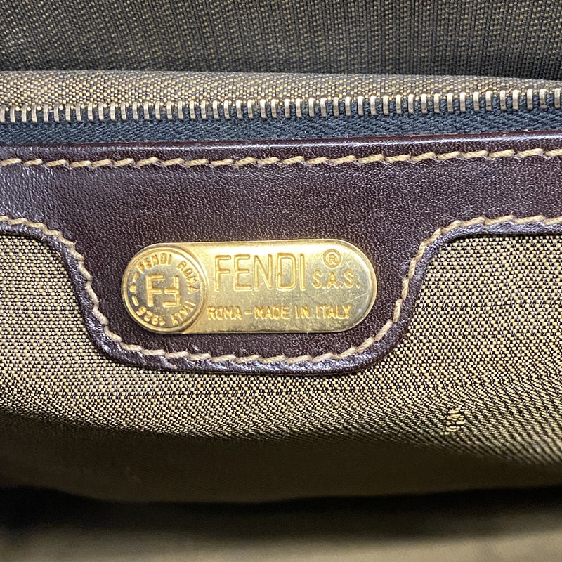 【6hd3892】フェンディ トートバッグ ズッカ ナイロンキャンバス ブラウン ゴールド金具【中古】レディース