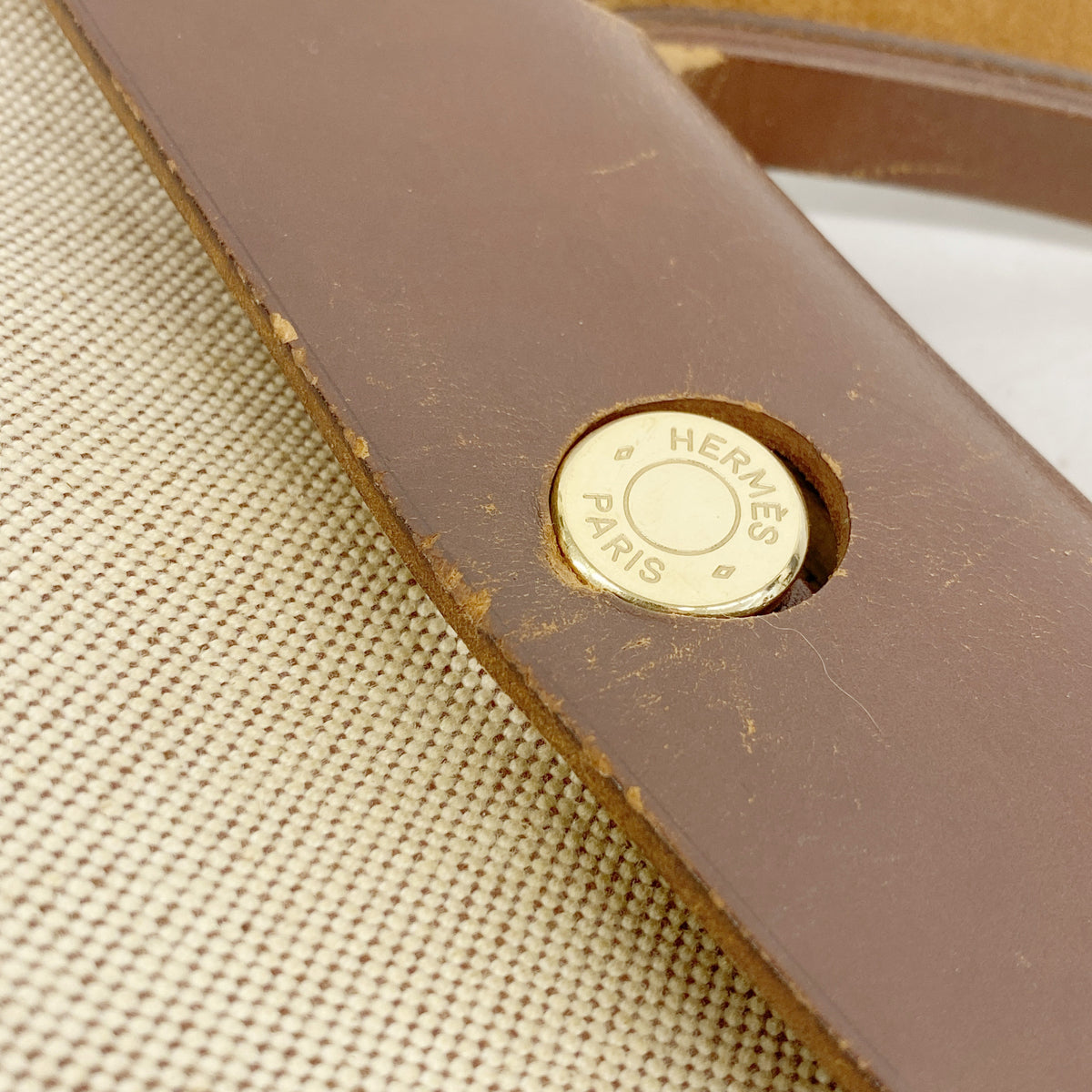 【6hd3908】エルメス ハンドバッグ エールバッグPM トワルアッシュ ブラウン ゴールド金具 □F刻印 2wayバッグ【中古】レディース