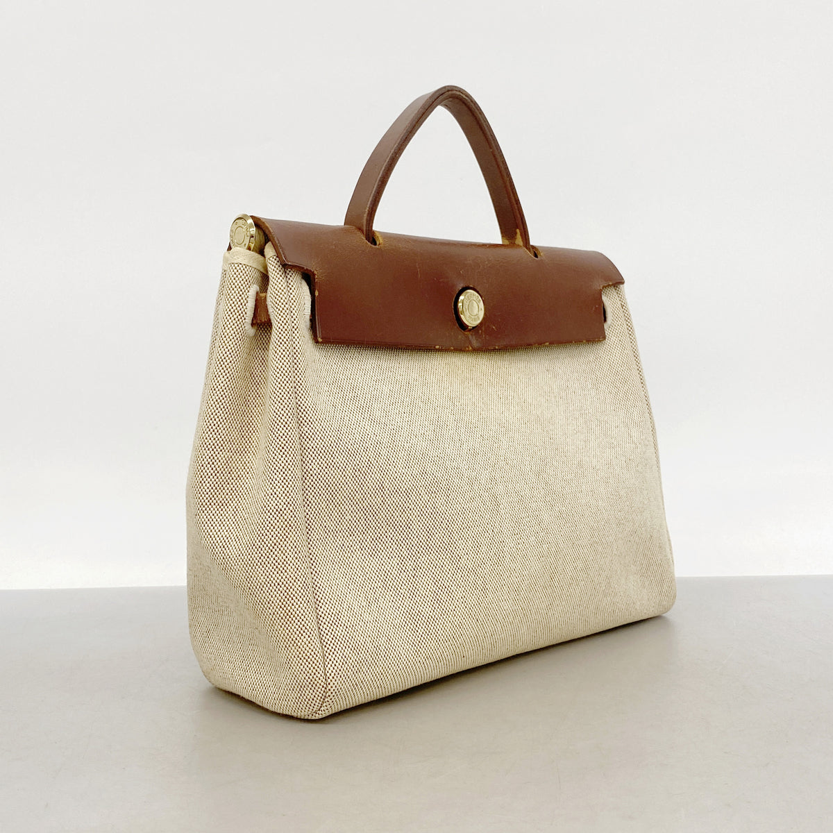 【6hd3908】エルメス ハンドバッグ エールバッグPM トワルアッシュ ブラウン ゴールド金具 □F刻印 2wayバッグ【中古】レディース
