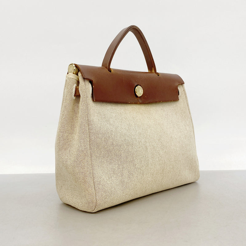 【6hd3908】エルメス ハンドバッグ エールバッグPM トワルアッシュ ブラウン ゴールド金具 □F刻印 2wayバッグ【中古】レディース