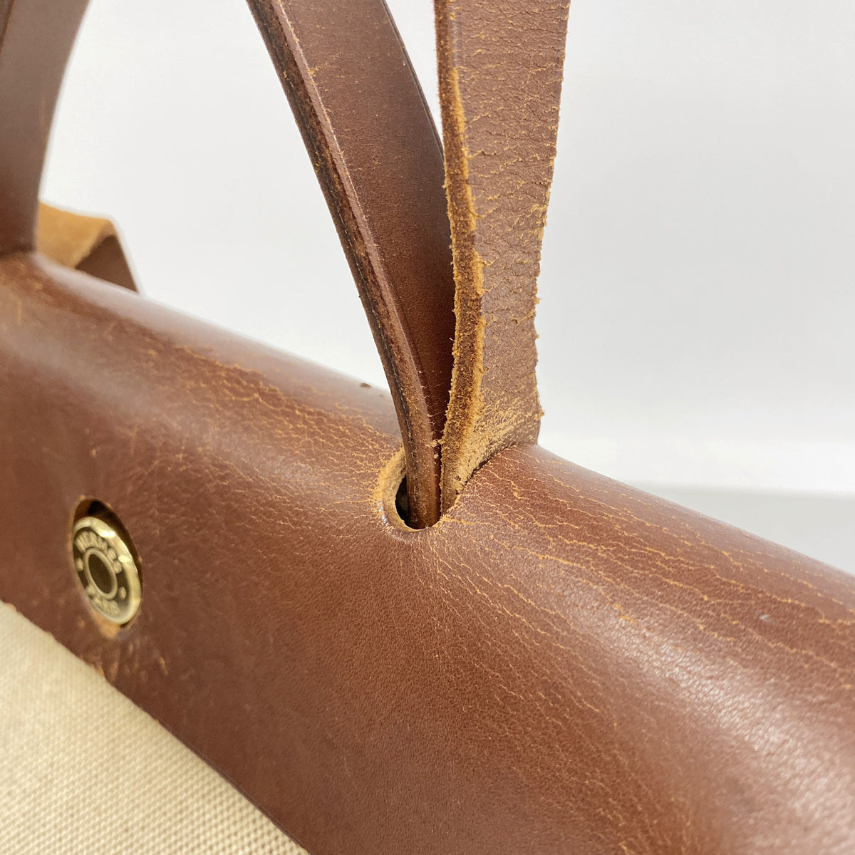 【6hd3908】エルメス ハンドバッグ エールバッグPM トワルアッシュ ブラウン ゴールド金具 □F刻印 2wayバッグ【中古】レディース