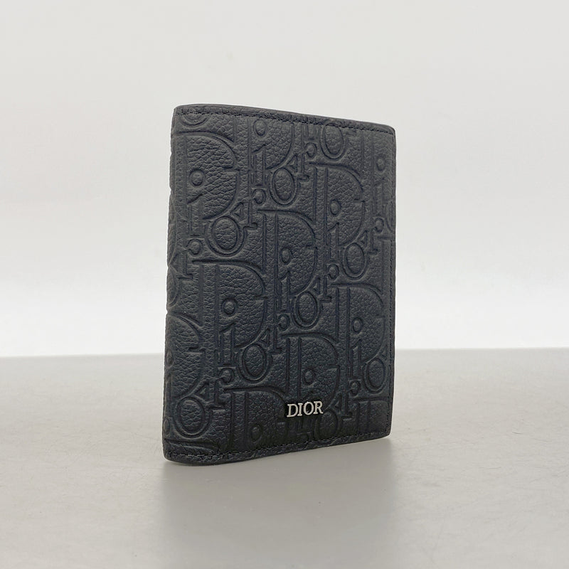 【6hd3916】クリスチャンディオール 財布 グラビティ レザー ブラック シルバー金具【中古】メンズ