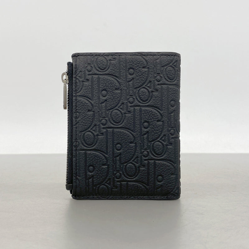 【6hd3916】クリスチャンディオール 財布 グラビティ レザー ブラック シルバー金具【中古】メンズ