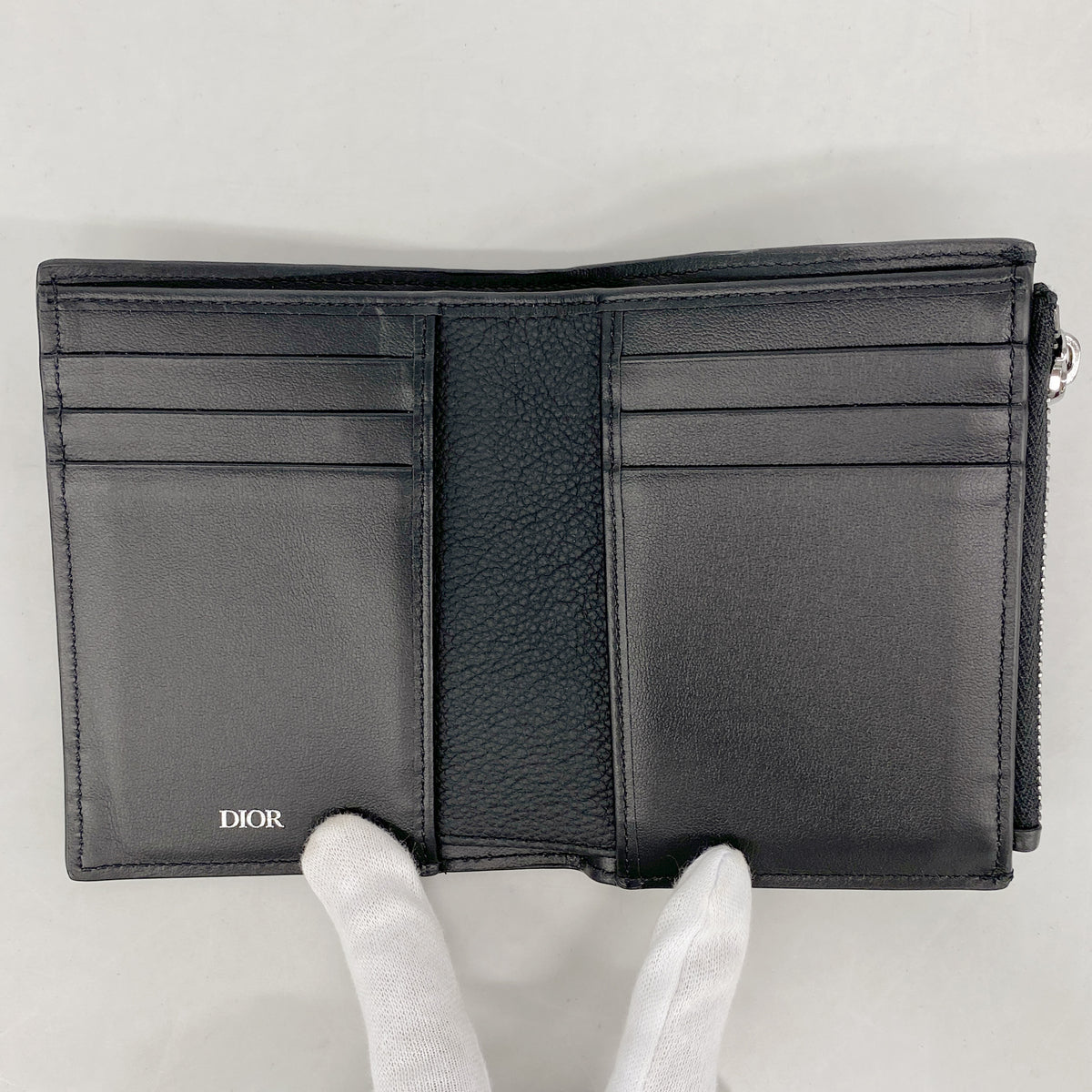 【6hd3916】クリスチャンディオール 財布 グラビティ レザー ブラック シルバー金具【中古】メンズ