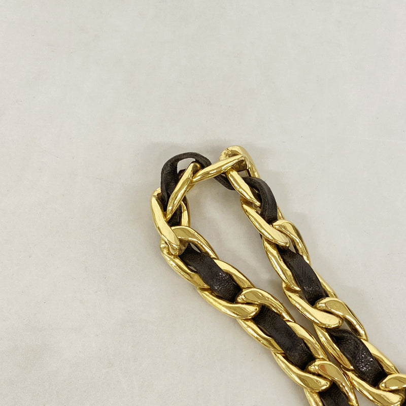 【6hd3917】シャネル ベルト レザー ゴールド ブラック ゴールド金具【中古】レディース