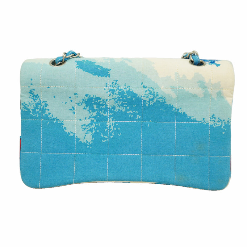 【6hd3939】シャネル ショルダーバッグ サーフライン キャンバス ブルー シルバー金具【中古】レディース