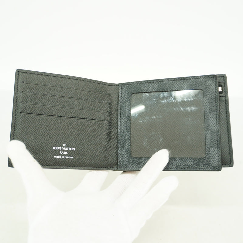 【6hd3941】ルイヴィトン 財布 ダミエ・グラフィット ポルトフォイユアメリゴNM N60053 ブラック グレー【中古】メンズ