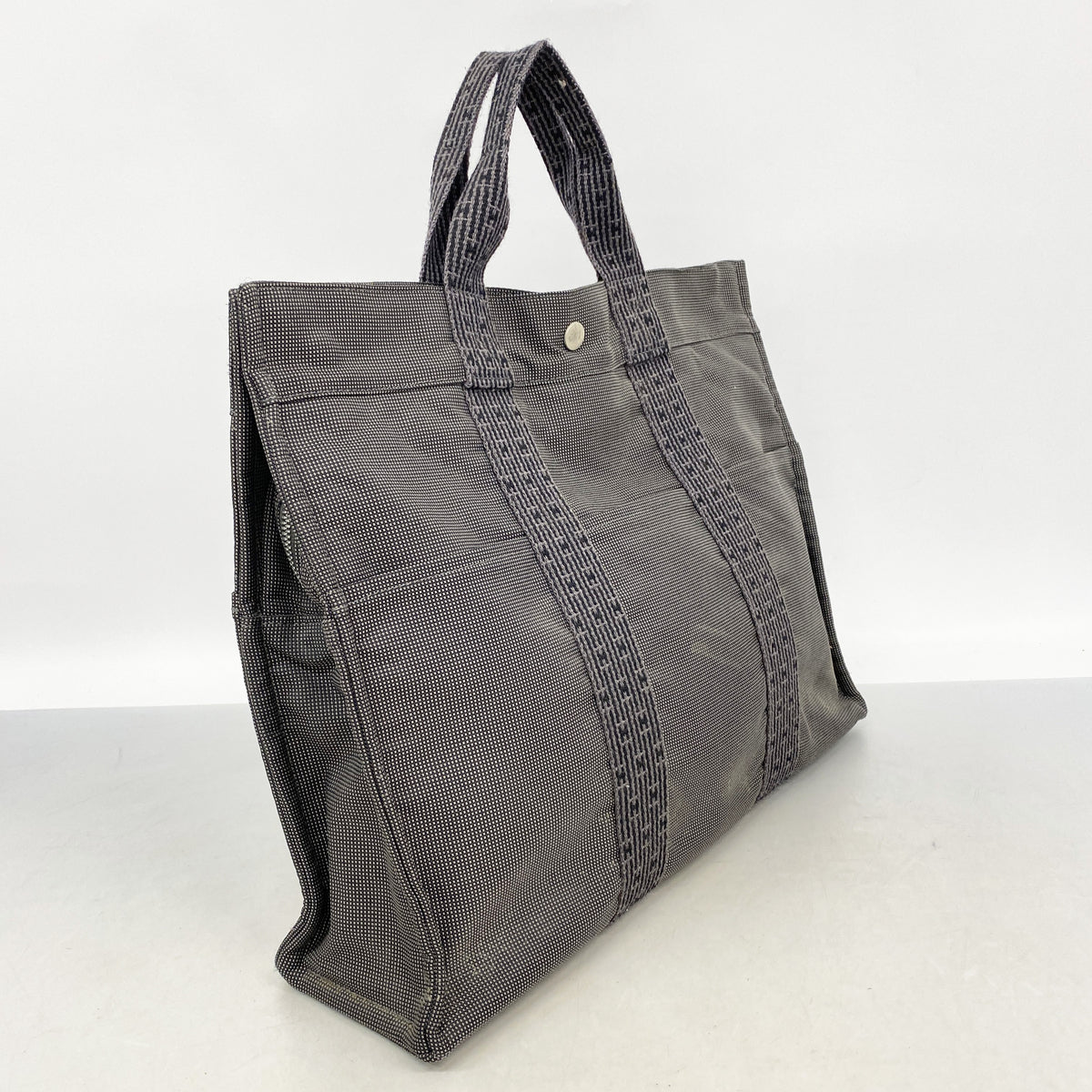 【6hd3943-k】エルメス トートバッグ エールラインMM ナイロン グレー シルバー金具【中古】メンズ レディース ユニセックス