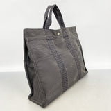 【6hd3943-k】エルメス トートバッグ エールラインMM ナイロン グレー シルバー金具【中古】メンズ レディース ユニセックス