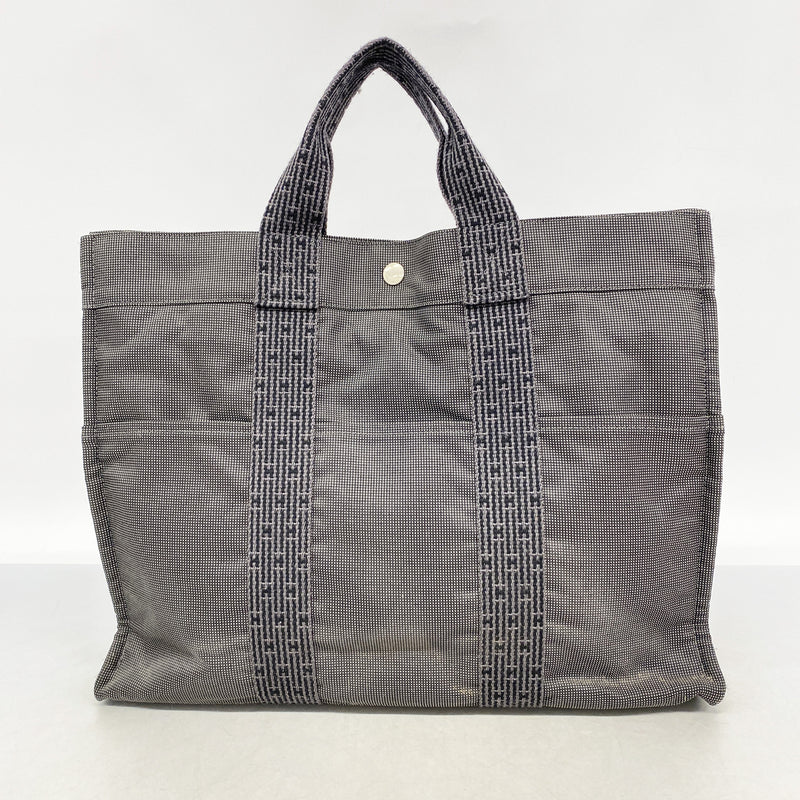 【6hd3943-k】エルメス トートバッグ エールラインMM ナイロン グレー シルバー金具【中古】メンズ レディース ユニセックス