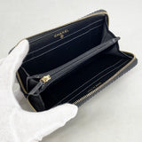 【6hd3946-k】シャネル コインケース ドーヴィル ストロー ブラック ネイビー ゴールド金具【中古】レディース