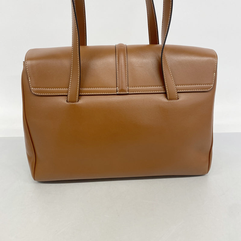 【6hd3950】セリーヌ ショルダーバッグ セーズ レザー ブラウン ゴールド金具【中古】レディース